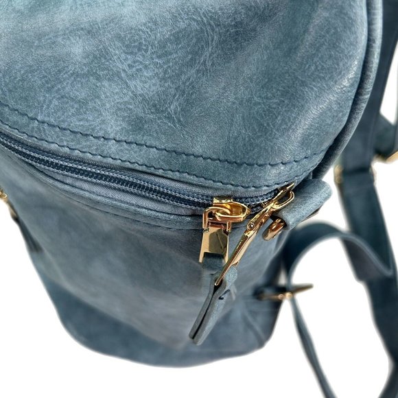 Backpack Purse Blue Vegan Leather Detachable Shoulder Strap Back & Inside Pocket main image 7